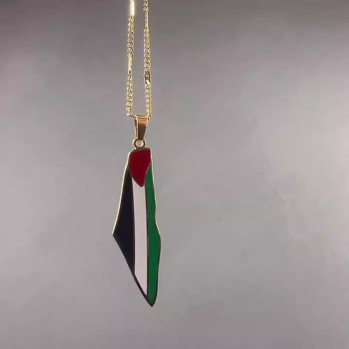 Stainless steel drip glue Palestine map pendant necklace