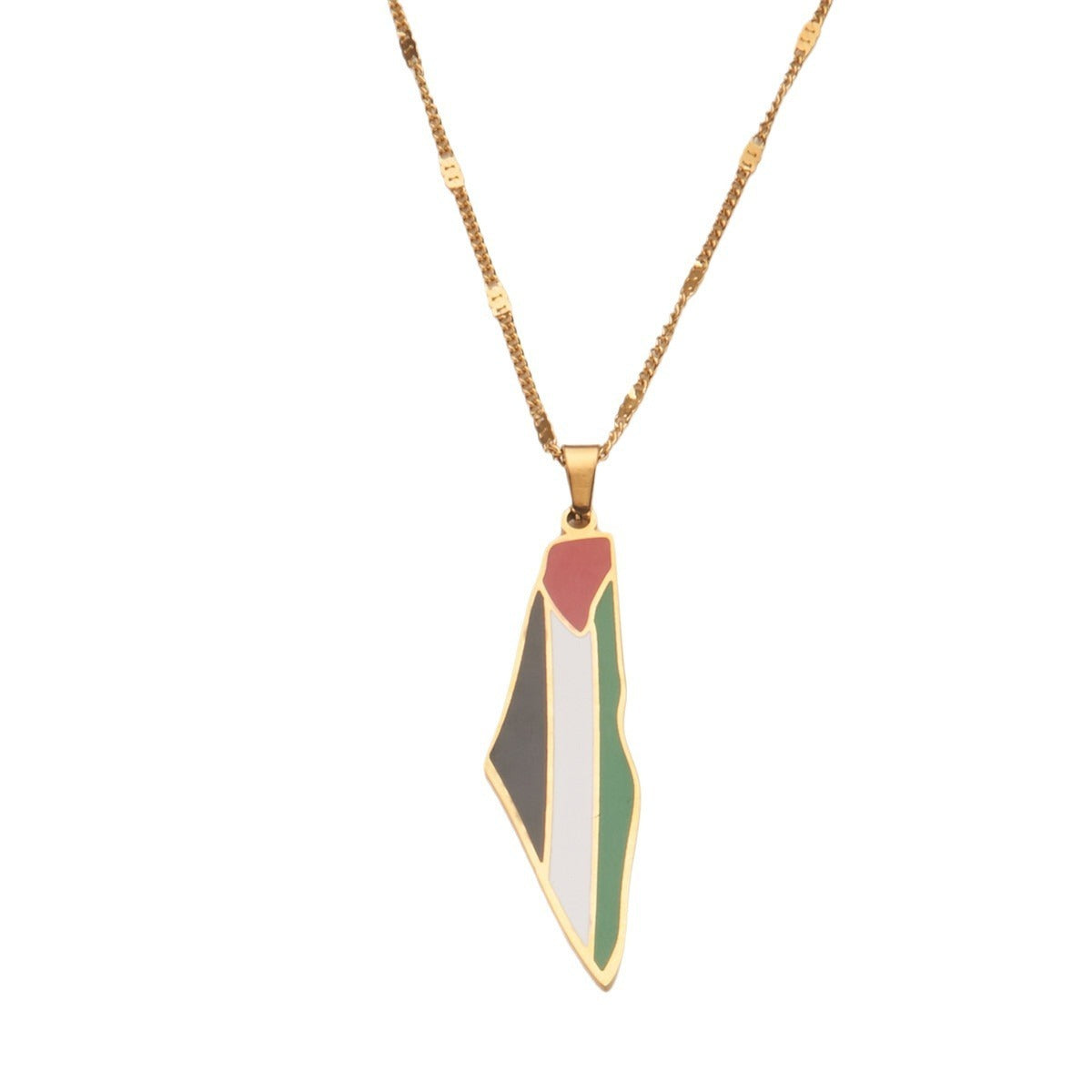 Stainless steel drip glue Palestine map pendant necklace