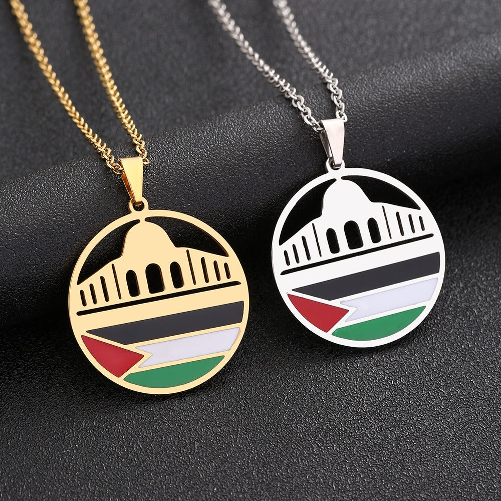 Stainless steel Al Aqsa Temple and Palestinian necklaces