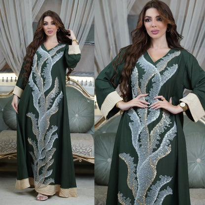 Muslim robes embroidered with beads fashionable abaya Middle Eastern women's clothing Arab clothing