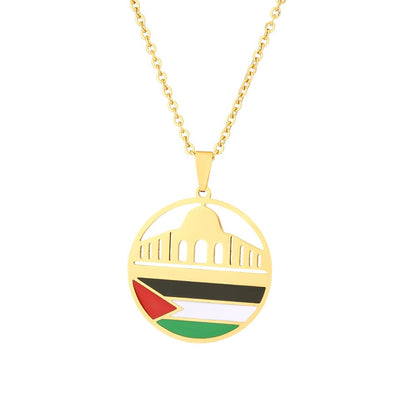 Stainless steel Al Aqsa Temple and Palestinian necklaces, men's and women's sweater accessories