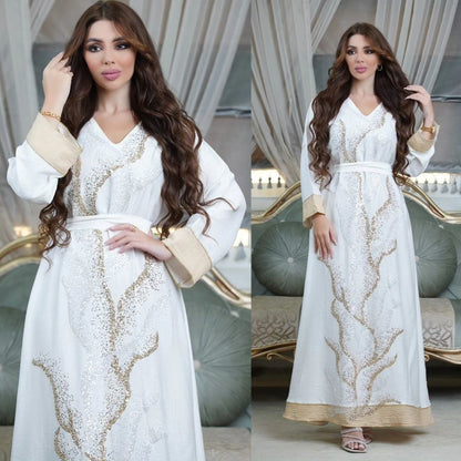 Muslim robes embroidered with beads fashionable abaya Middle Eastern women's clothing Arab clothing