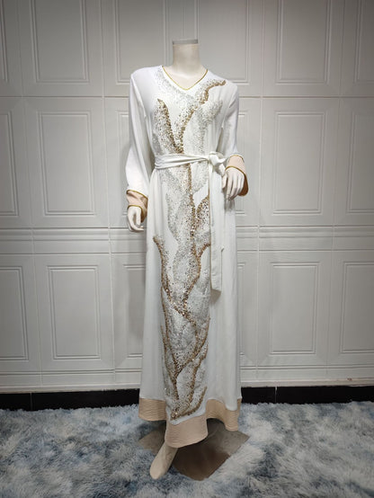 Muslim robes embroidered with beads fashionable abaya Middle Eastern women's clothing Arab clothing
