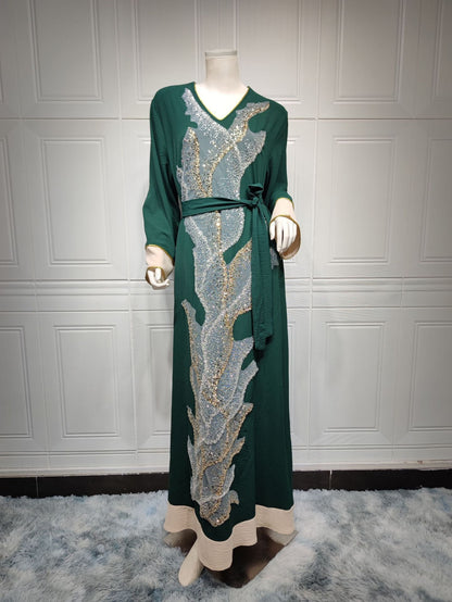 Muslim robes embroidered with beads fashionable abaya Middle Eastern women's clothing Arab clothing