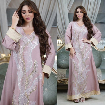Muslim robes embroidered with beads fashionable abaya Middle Eastern women's clothing Arab clothing