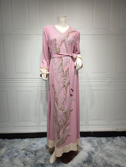 Muslim robes embroidered with beads fashionable abaya Middle Eastern women's clothing Arab clothing