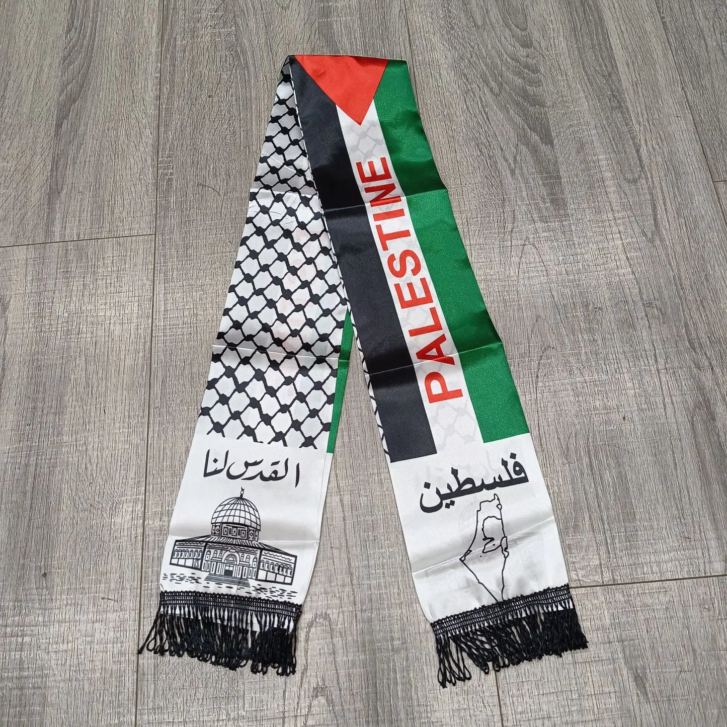 Satin Palestinian Flag Scarf - 14x130cm